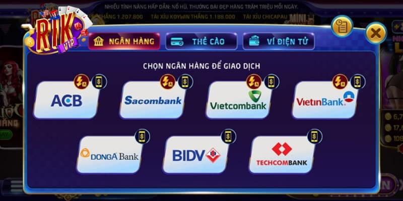 Cách nạp tiền từ điện thoại vào rikvip