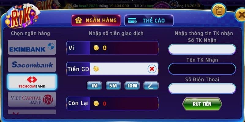 rút tiền rikvip